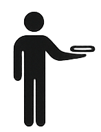 Person holding a phone with arm extended forward
